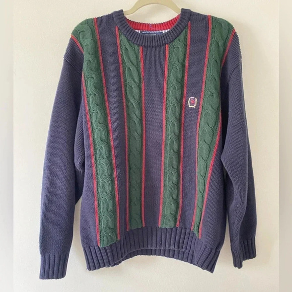 Vintage Tommy Hilfiger Cable Knit Sweater Men’s Medium With Crest - Picture 1 of 9